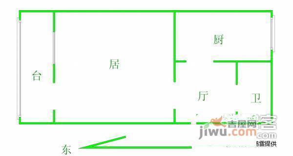 红波里1室1厅1卫40㎡户型图