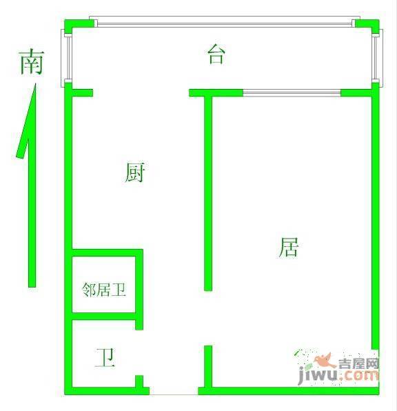 红波里1室1厅1卫40㎡户型图