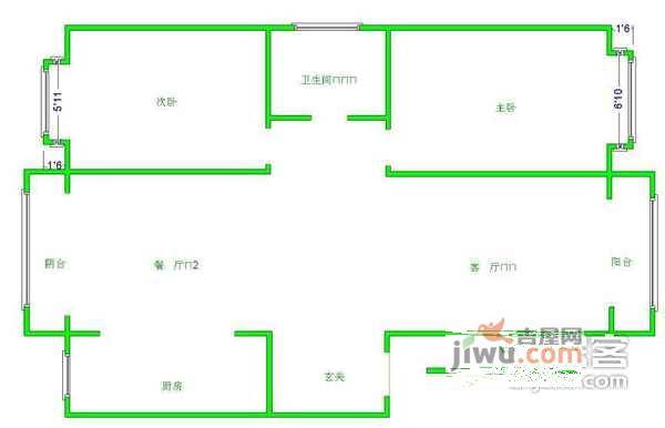 卡梅尔3室2厅1卫114㎡户型图