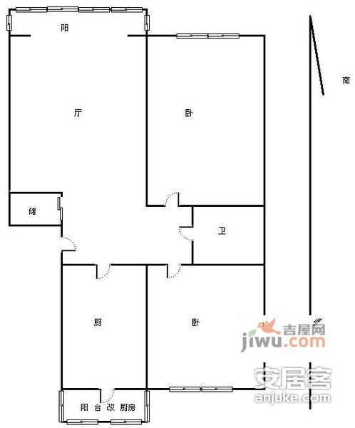 地华里2室2厅1卫113㎡户型图