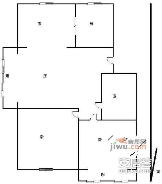 地华里3室1厅1卫125㎡户型图