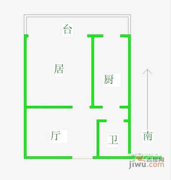 圣贤里1室1厅1卫51㎡户型图