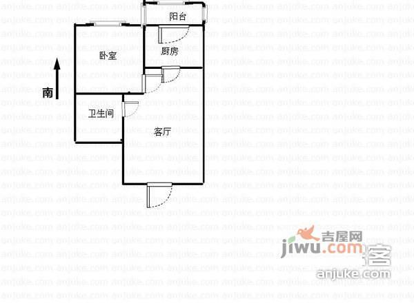 欧美风情小镇晓镇家园1室1厅1卫58㎡户型图