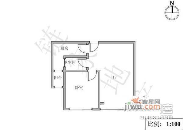 麦迪逊广场1室1厅1卫75㎡户型图