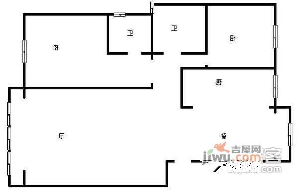 奥林匹克花园2室2厅2卫156㎡户型图