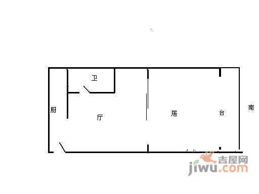 律笛里1室1厅1卫60㎡户型图