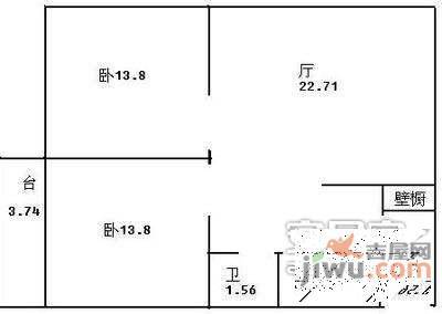 律笛里2室1厅1卫63㎡户型图