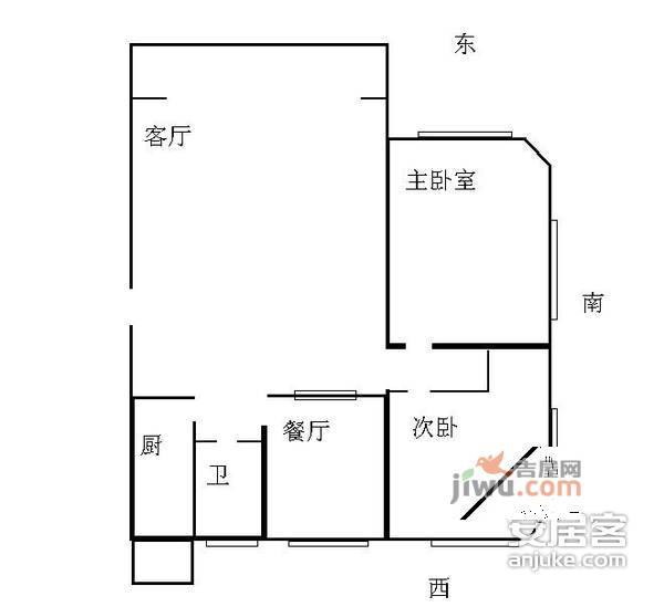 律笛里2室1厅1卫63㎡户型图