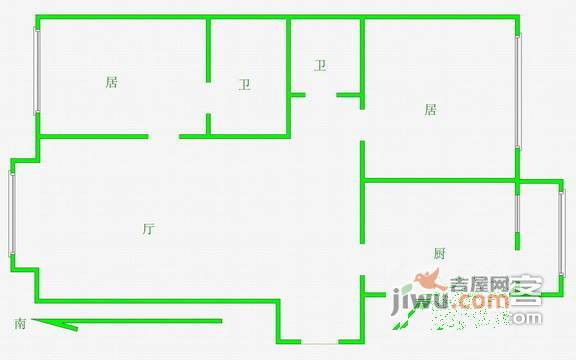 名都公寓3室2厅2卫206㎡户型图