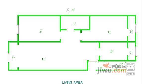 名都公寓2室1厅1卫124㎡户型图