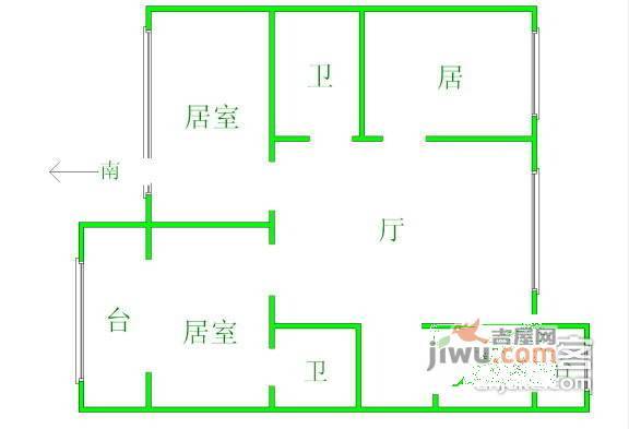 名都公寓3室1厅1卫136㎡户型图