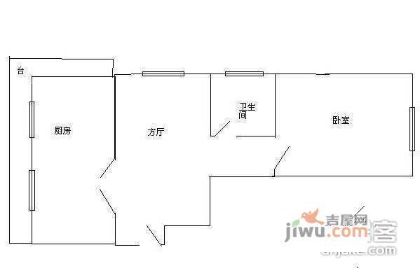 爱贤里1室1厅1卫31㎡户型图