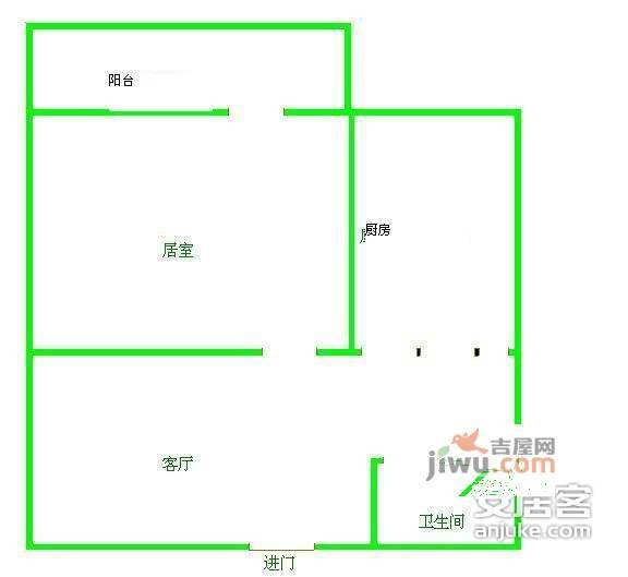 金波里1室1厅1卫57㎡户型图