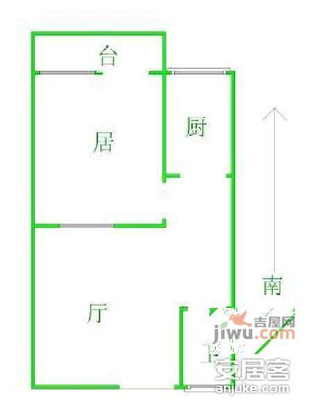 金波里1室1厅1卫57㎡户型图