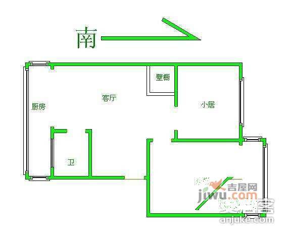 西楼北里2室1厅1卫65㎡户型图