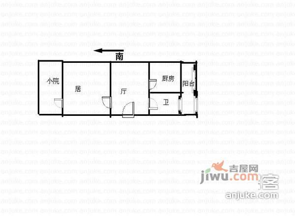 唐山里1室1厅1卫40㎡户型图