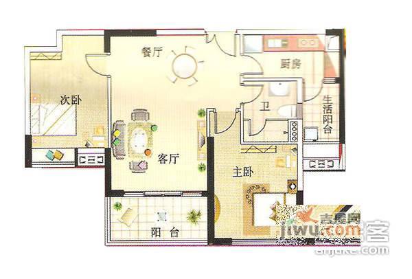 阳光100东园1室1厅1卫63㎡户型图