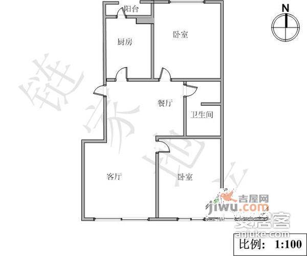 阳光100东园2室1厅1卫101㎡户型图