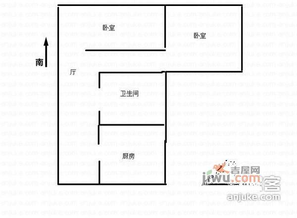 元兴新里2室1厅1卫63㎡户型图