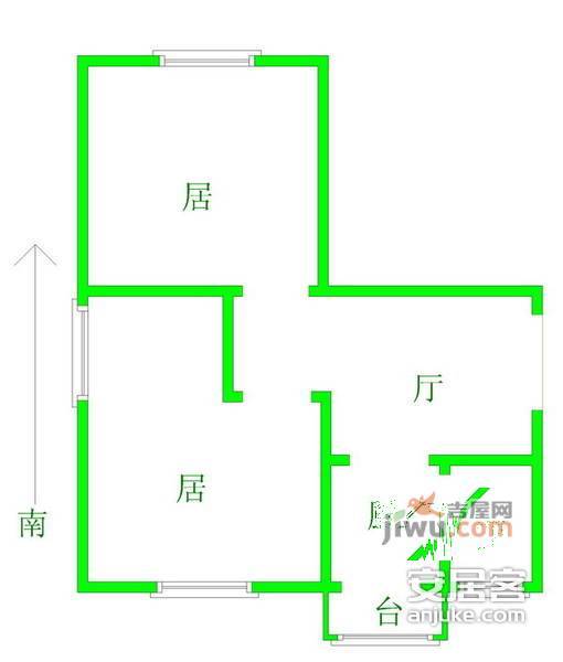 航天北里2室1厅1卫95㎡户型图