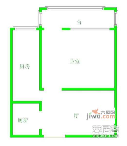 云广新里1室1厅1卫48㎡户型图