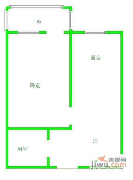 云广新里1室1厅1卫48㎡户型图