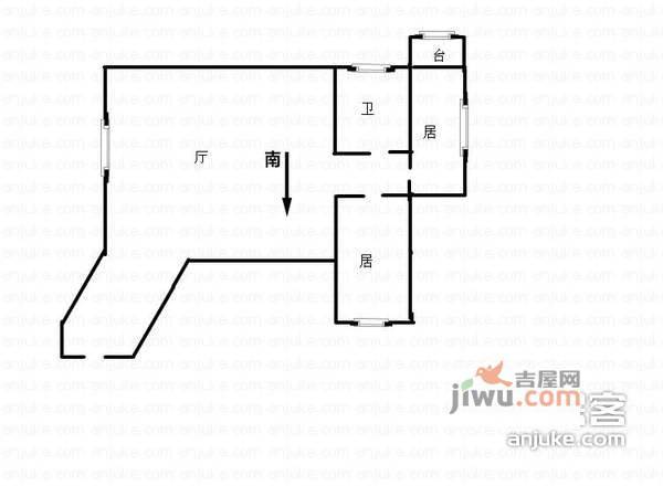 和静家园1室1厅1卫67㎡户型图