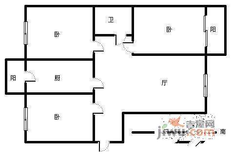 瑞江花园3室1厅1卫户型图