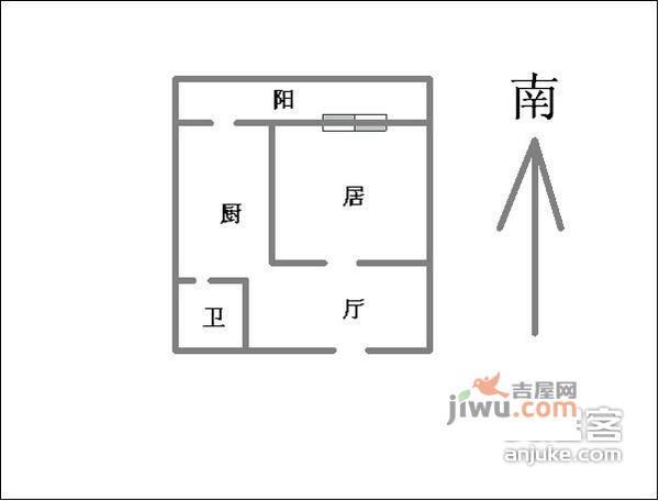 和睦北里1室1厅1卫51㎡户型图