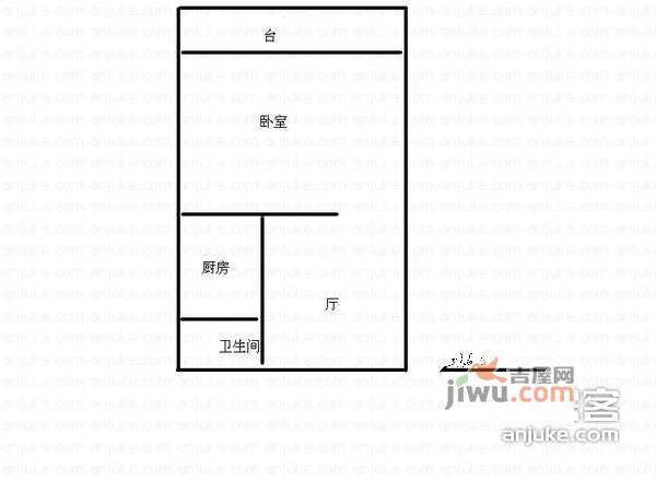 新城小区1室1厅1卫48㎡户型图