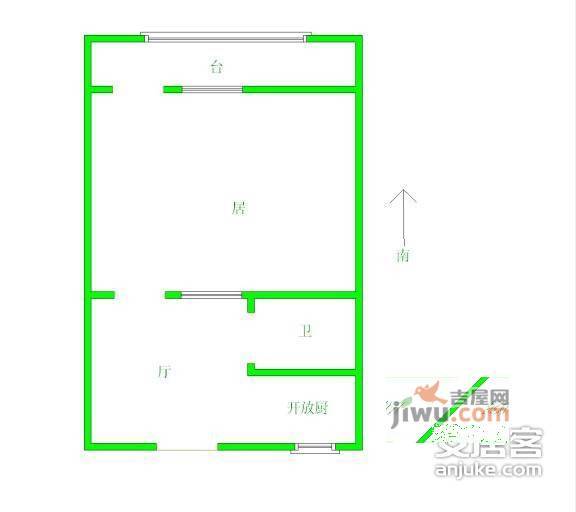 新城小区1室1厅1卫48㎡户型图