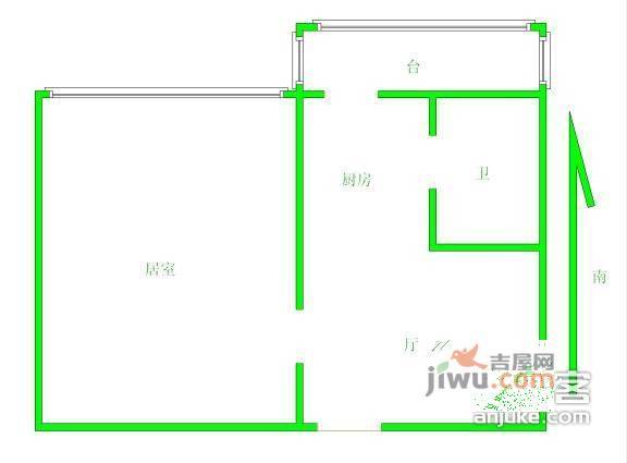 可园里1室1厅1卫45㎡户型图