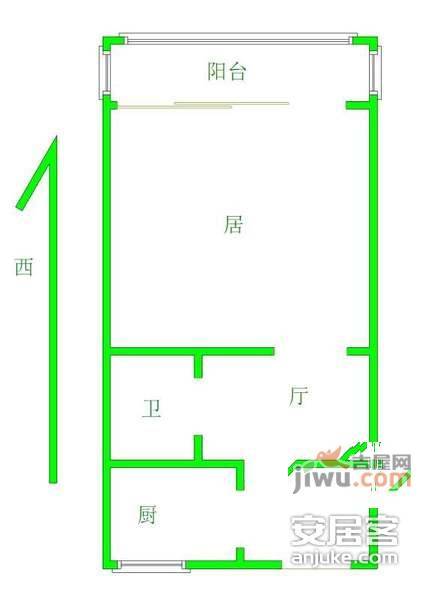 恩德西里1室1厅1卫45㎡户型图