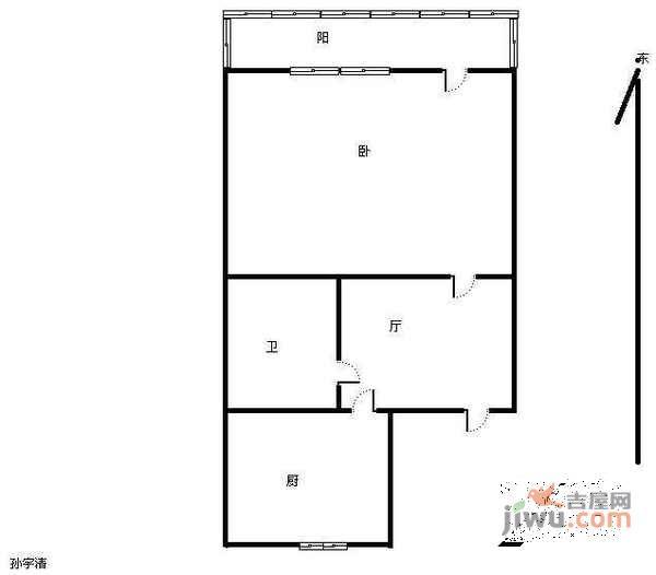 恩德西里1室1厅1卫45㎡户型图