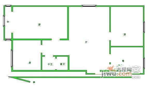 龙都花园北园3室1厅1卫103㎡户型图