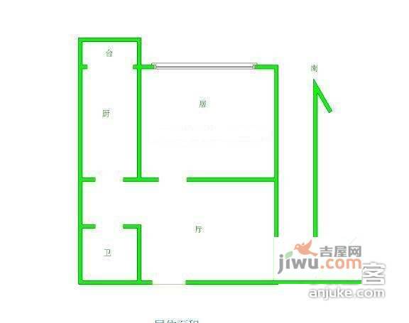 龙都花园北园1室1厅1卫55㎡户型图