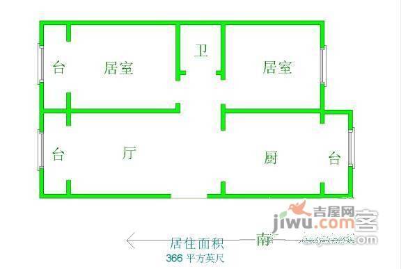 龙都花园北园2室2厅1卫104㎡户型图