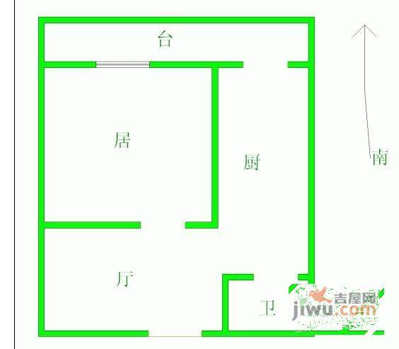 中山门南里1室1厅1卫58㎡户型图