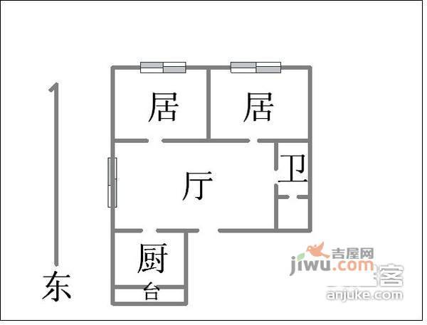 中山门南里2室1厅1卫112㎡户型图