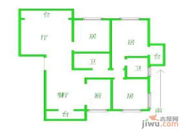 中山门南里2室1厅1卫112㎡户型图