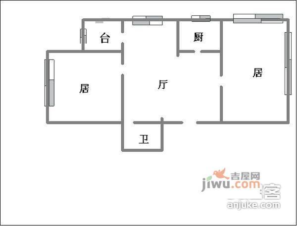 友爱东里2室1厅1卫100㎡户型图