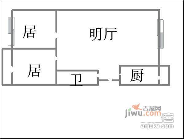 友爱东里2室2厅1卫100㎡户型图