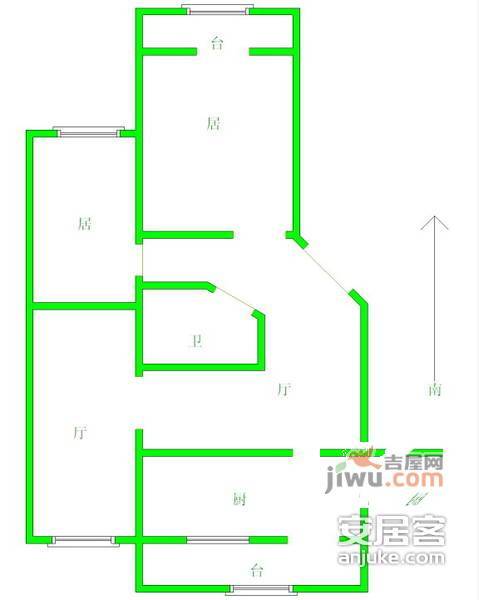 龙海公寓2室1厅1卫109㎡户型图