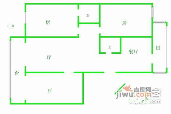 龙海公寓3室2厅1卫147㎡户型图