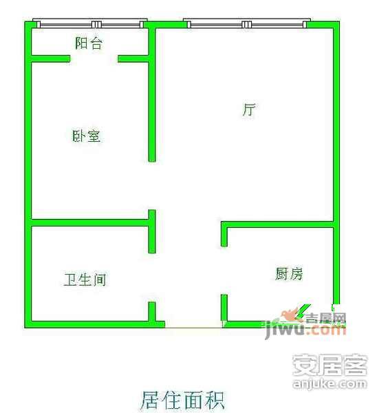 龙海公寓1室1厅1卫65㎡户型图