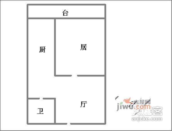 团结北里1室1厅1卫60㎡户型图