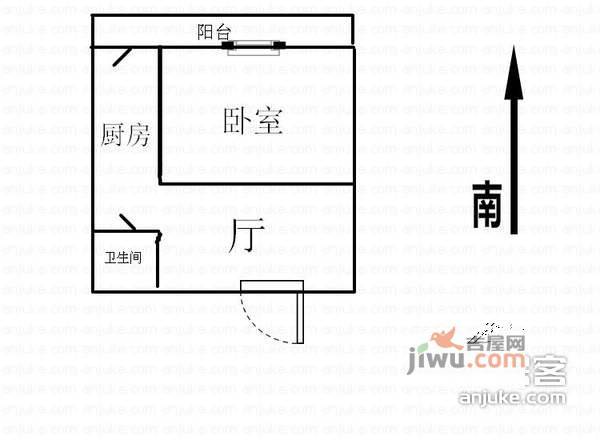 团结北里1室1厅1卫60㎡户型图