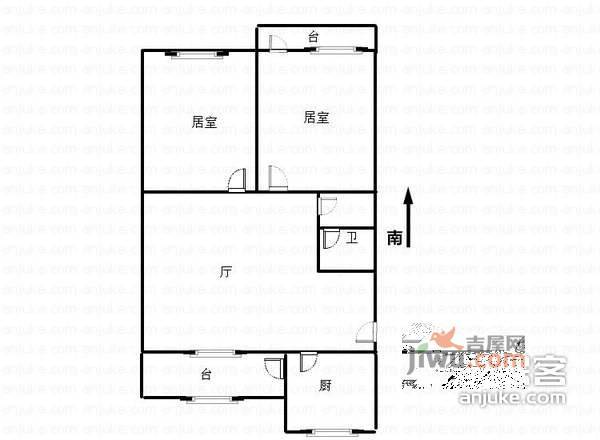 燕宇花园2室1厅1卫116㎡户型图