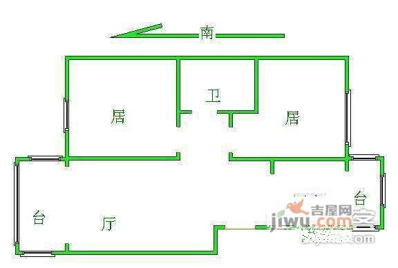 大通绿岛家园2室2厅2卫110㎡户型图