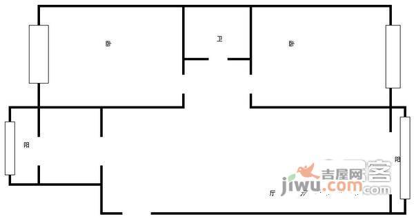 大通绿岛家园2室1厅1卫137㎡户型图